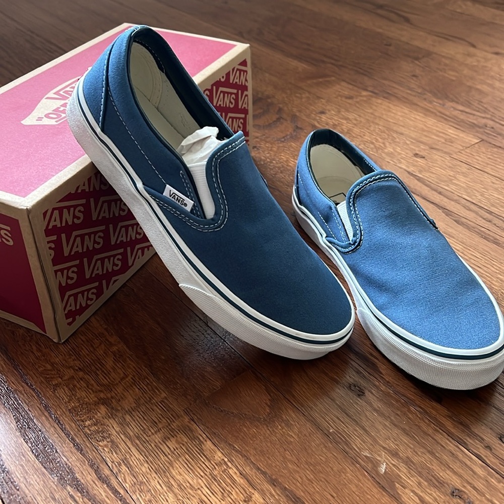 New Vans Blue Slip-On Shoes with Original Box